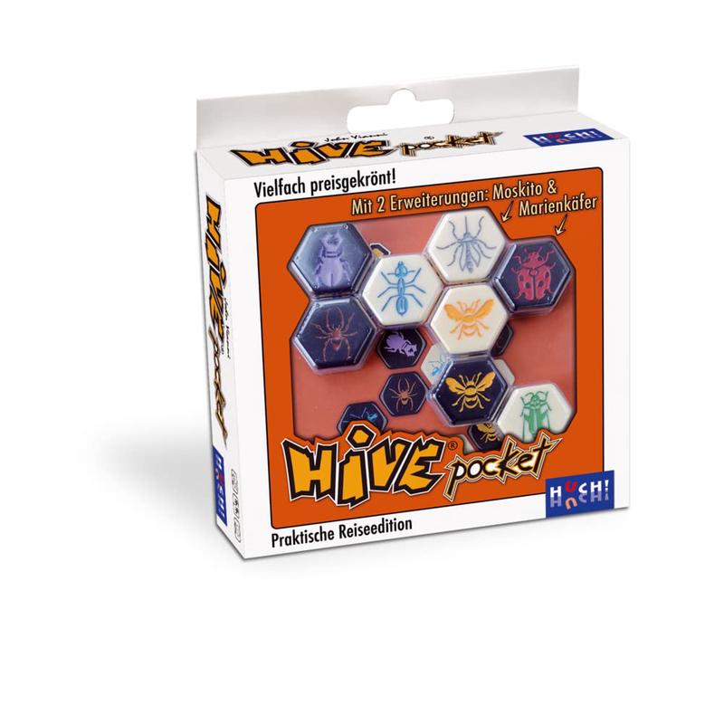 Smart Zone Games Hive Pocket Portable Strategic Board Game For 2 Players  Includes Ladybug & Mosquito Expansions  Compact Travel Version Of The Award-Winning Hive Game