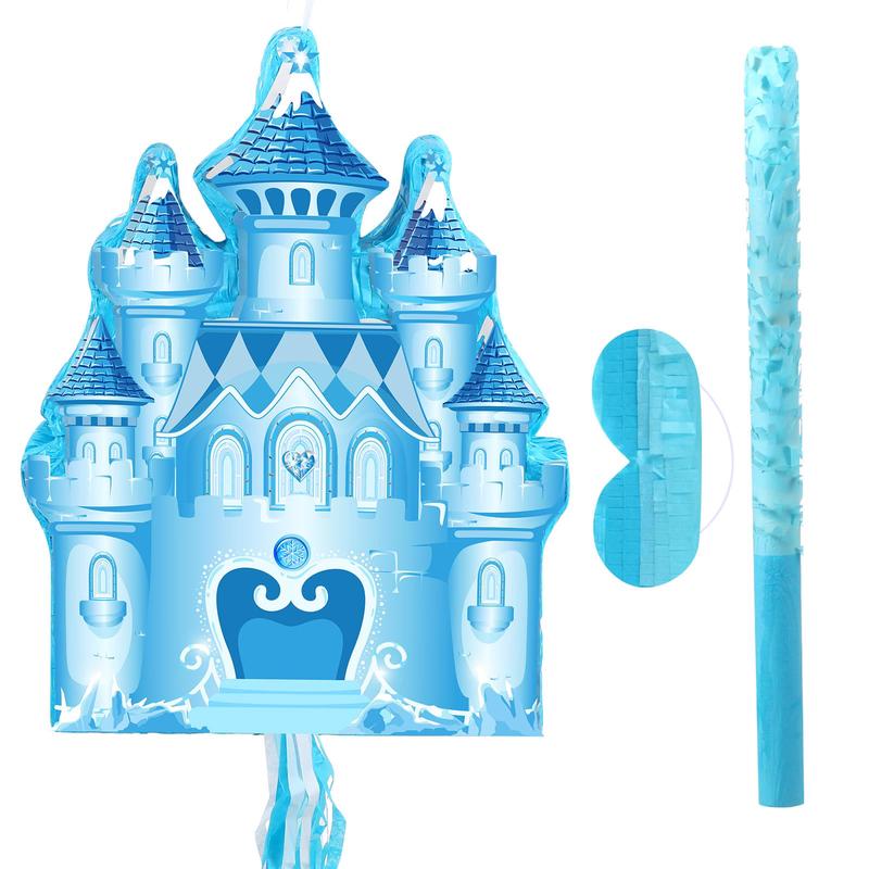 Harrycle Winter Piata Christmas Piata Wonderland Themed Piata with Blindfold Bat for Christmas Princess Winter Theme Birthday Pa
