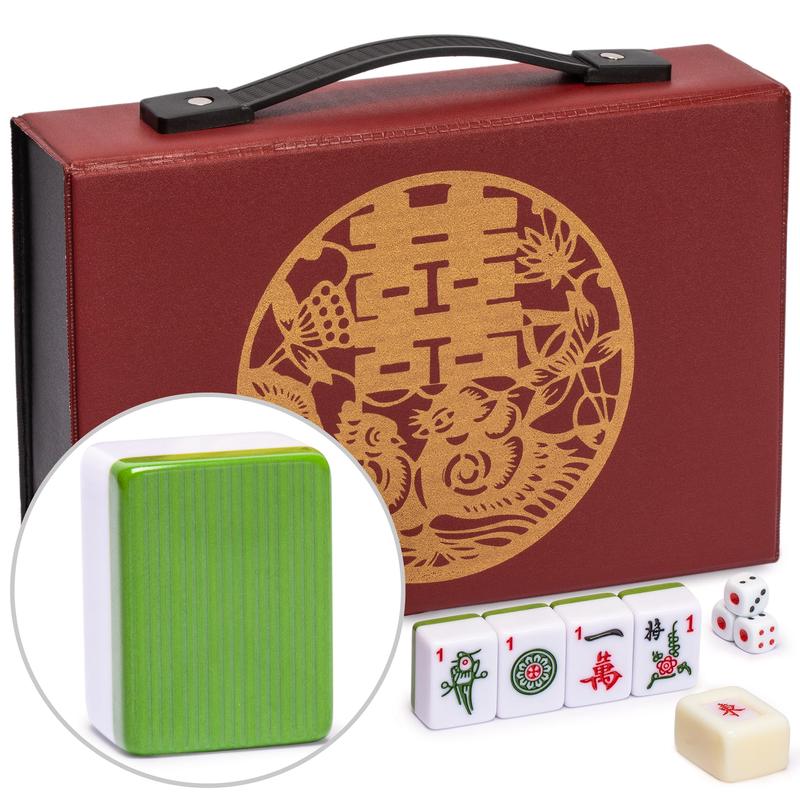 Yellow Mountain Imports ‘Bamboo Oasis Chinese Mahjong Set With 146 Small Tiles And Red Vinyl Case  For Chinese Style Gameplay Only [??????????]