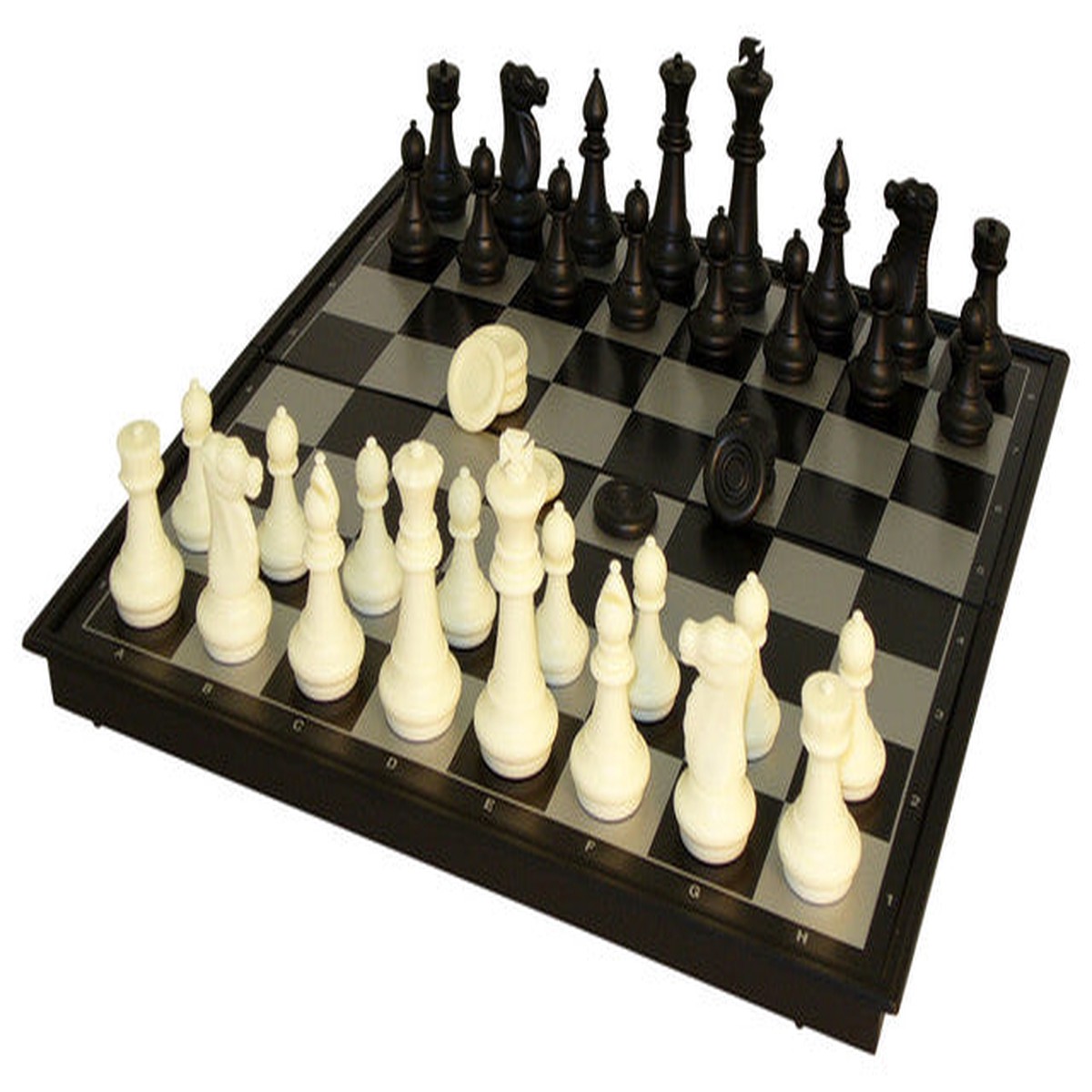 Chess/Checkers Set: 14″ Folding Magnetic Board