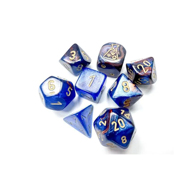 Lab Dice: Lustrous Azurite/gold (8-Die RPG Set)