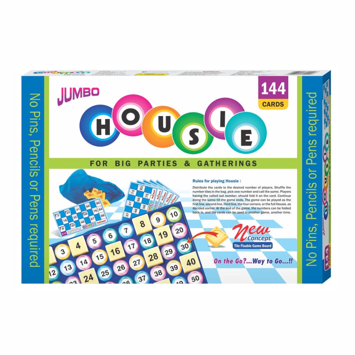Toymate Jumbo Housie Game 144 Reusable Cards | No Pens, Pencils or Pins Required | Family Party Board Game