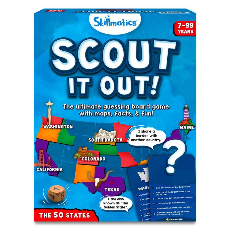 Skillmatics Board Game – Scout It Out 50 States, Guessing & Trivia Game For Families, Educational Toys, Card Games For Kids, Tee