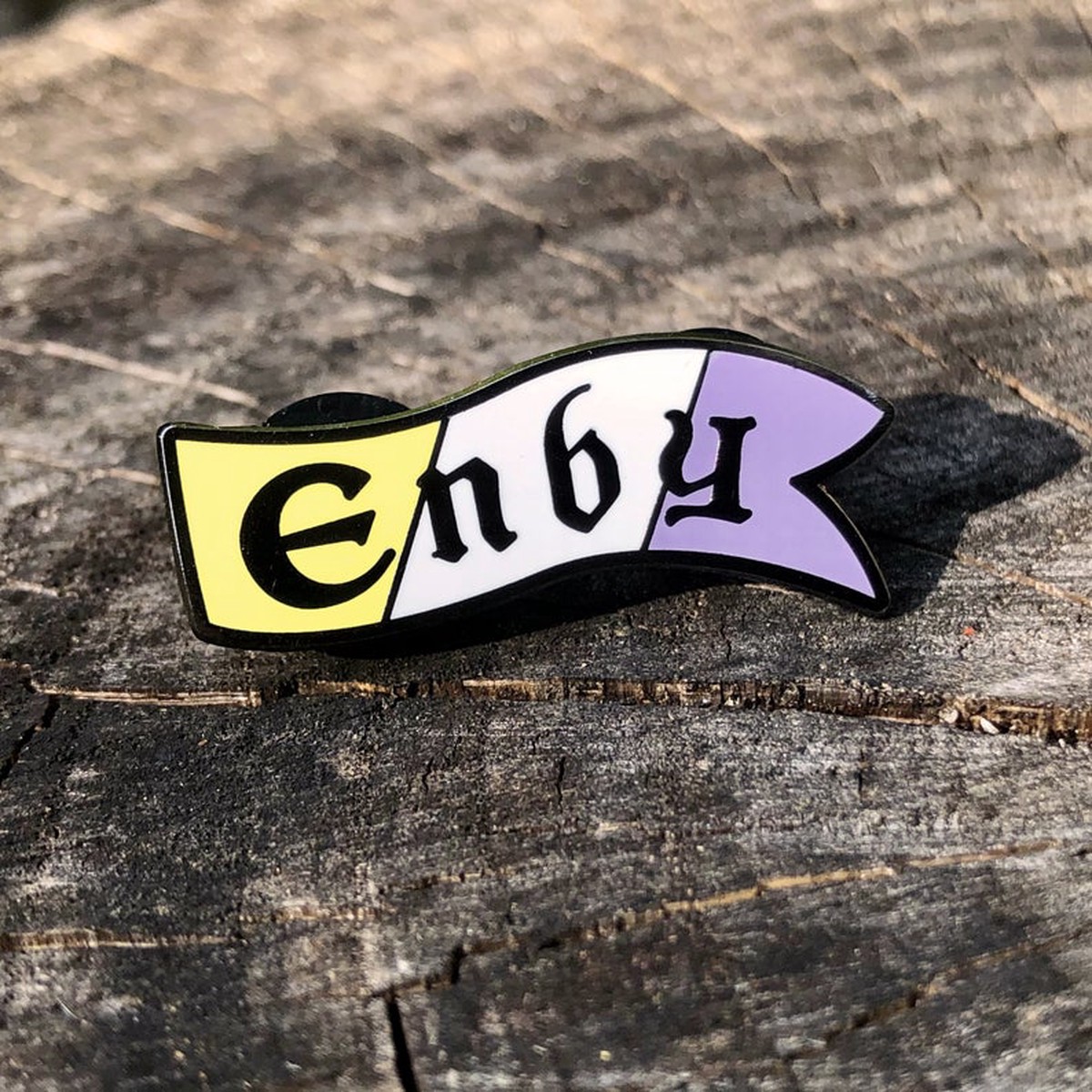 Flint & Feather Alignment Enamel Pin: Enby
