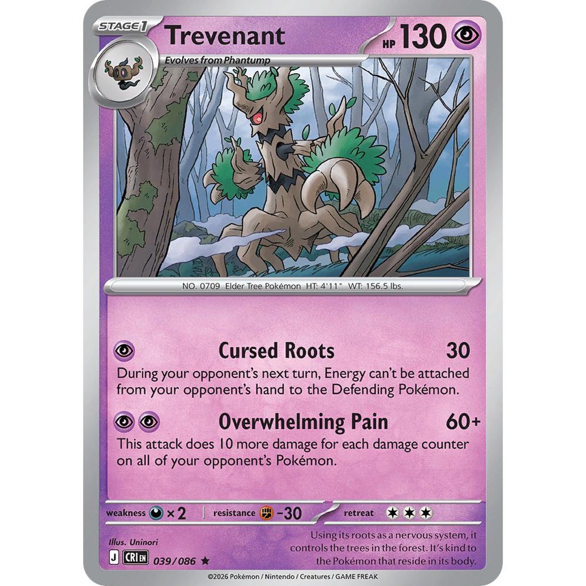 Trevenant CRI 039086 – Reverse Holo