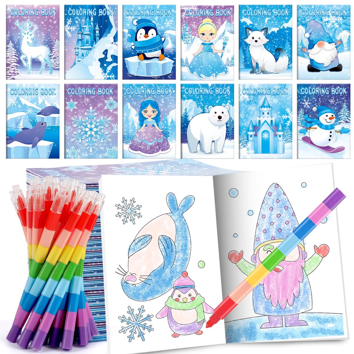 Benlouis 12 Dog Mini Coloring Books Kids With 12 Stacking Crayons Cute Puppy Party Favors Small Activity Books Bulk For Kids Pet