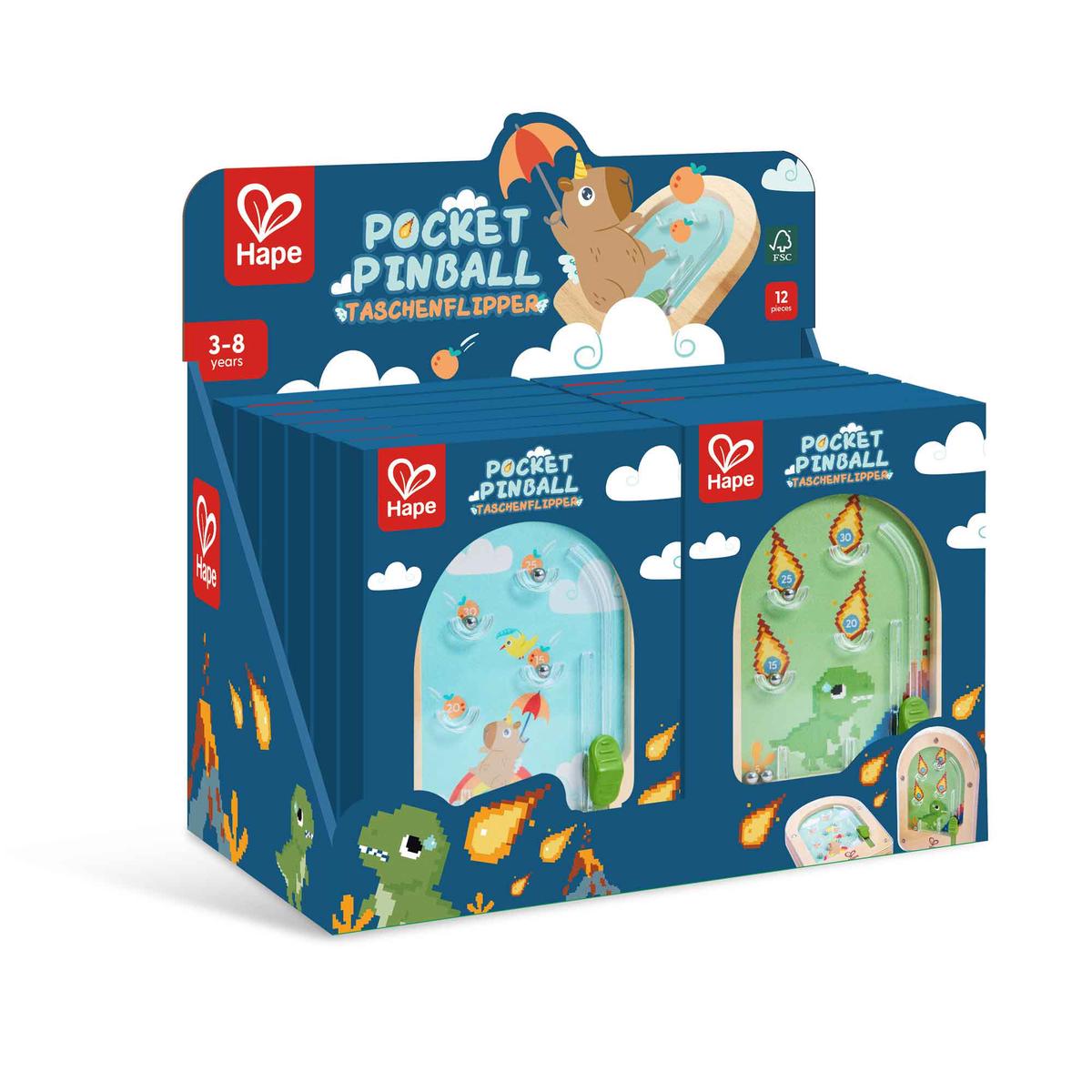 Hape – Pocket Pinball (12-Piece Set, Assorted Styles)