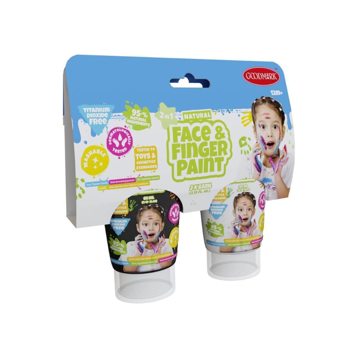 Natural Face Finger Paint 65ml 2 Pack White Black
