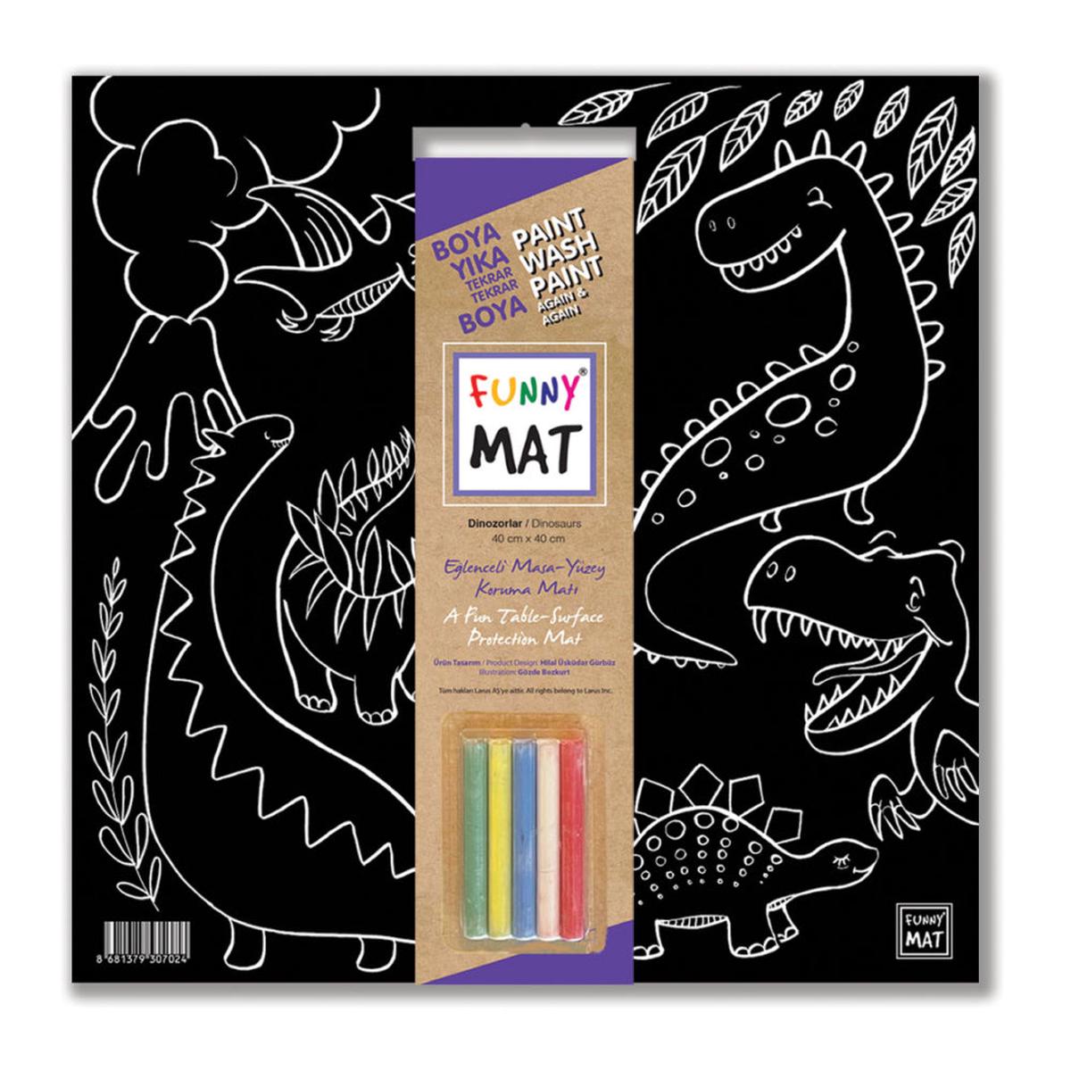 Funny Mat Black Dinosaurs